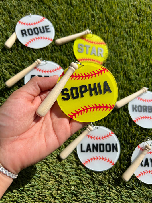 Softball Acrylic Keychain