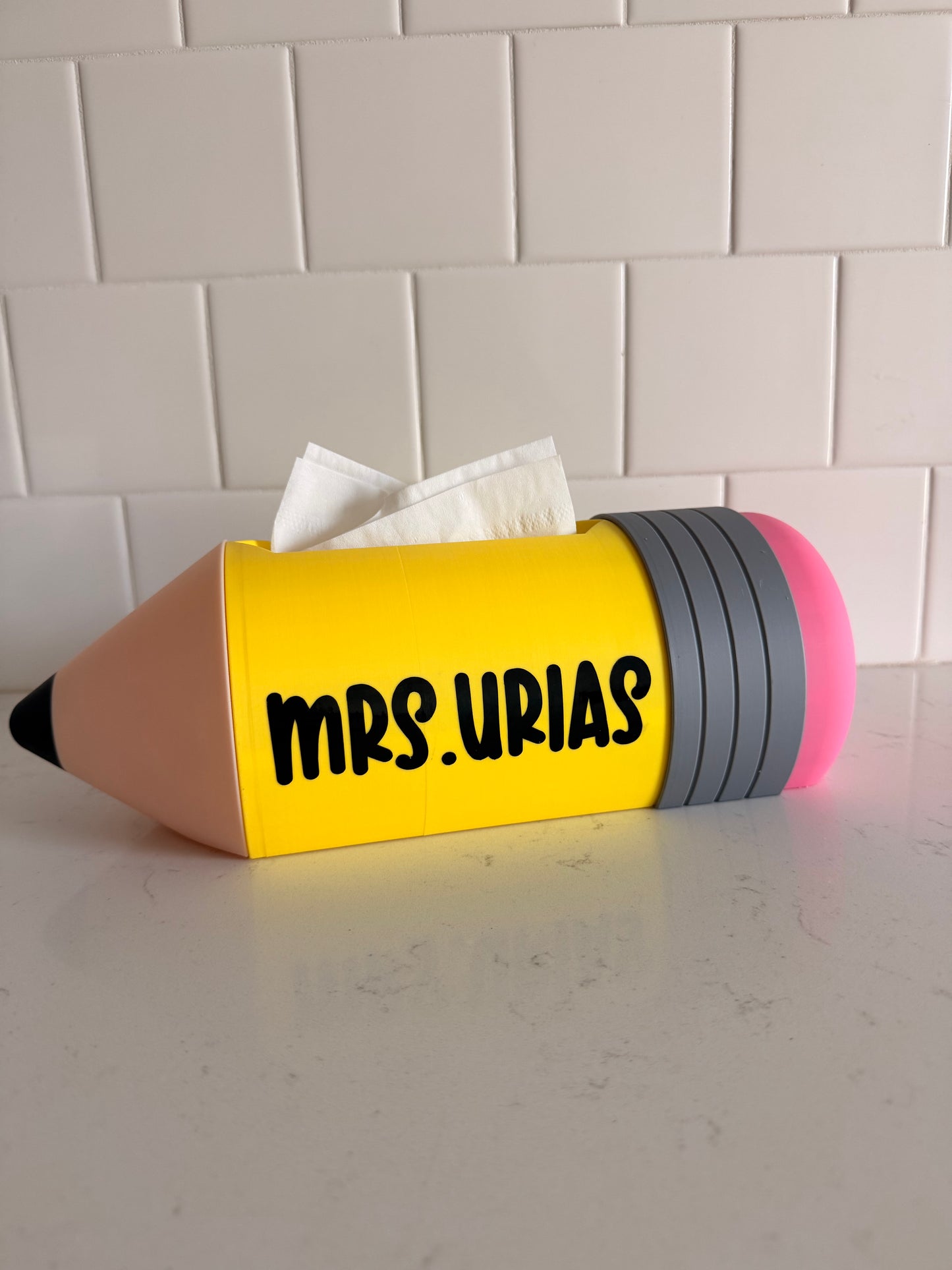 Personalized Teacher Pencil Tissue Holder